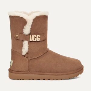 UGG Brown Ankle Boots with Cream Fur